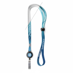 Lanyard ajustável em poliéster fino com mosquetão retrátil cor branco vista principal