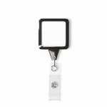 Porta-credenciais retráctil, quadrado, personalização total cor preto sétima vista