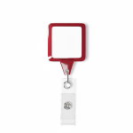 Porta-credenciais retráctil, quadrado, personalização total cor vermelho sétima vista