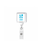 Porta-credenciais retráctil, quadrado, personalização total cor branco vista principal