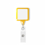 Porta-credenciais retráctil, quadrado, personalização total cor amarelo sétima vista