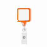 Porta-credenciais retráctil, quadrado, personalização total cor cor-de-laranja sétima vista