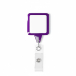 Porta-credenciais retráctil, quadrado, personalização total cor violeta sétima vista