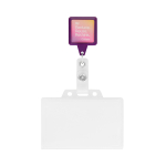 Porta-credenciais retráctil, quadrado, personalização total cor violeta