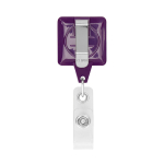 Porta-credenciais retráctil, quadrado, personalização total cor violeta terceira vista