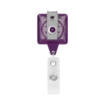Porta-credenciais retráctil, quadrado, personalização total cor violeta terceira vista