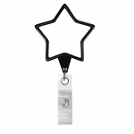 Porta-credenciais retráctil em forma de estrela, personalização total cor preto sétima vista