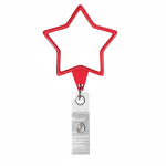 Porta-credenciais retráctil em forma de estrela, personalização total cor vermelho sétima vista