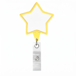 Porta-credenciais retráctil em forma de estrela, personalização total cor amarelo sétima vista