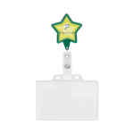 Porta-credenciais retráctil em forma de estrela, personalização total cor verde garrafa