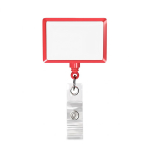 Porta-credenciais retráctil em forma retangular, personalização total cor vermelho sétima vista