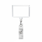 Porta-credenciais retráctil em forma retangular, personalização total cor branco sétima vista