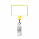Porta-credenciais retráctil em forma retangular, personalização total cor amarelo sétima vista