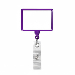 Porta-credenciais retráctil em forma retangular, personalização total cor violeta sétima vista