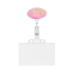 Porta-credenciais retráctil em forma oval, personalização total cor branco