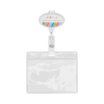Porta-credenciais retráctil em forma oval, personalização total cor branco