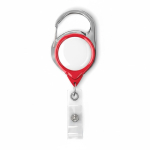 Porta-credenciais retráctil redondo mosquetão clipe personalização total cor vermelho sétima vista
