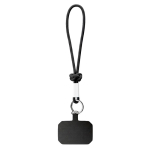 Cordão curto para o telemóvel com nó e etiqueta personalização total cor preto sétima vista