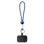 Cordão curto para o telemóvel com nó e etiqueta personalização total cor azul elétrico sétima vista