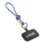 Cordão curto para o telemóvel com nó e etiqueta personalização total cor azul real