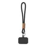 Cordão curto para telemóvel com detalhe de bambu personalização total cor preto sétima vista