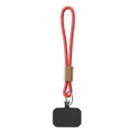 Cordão curto para telemóvel com detalhe de bambu personalização total cor vermelho sétima vista
