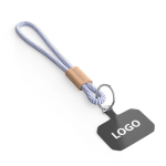 Cordão curto para telemóvel com detalhe de bambu personalização total cor branco