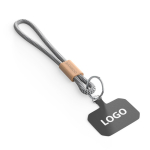 Cordão curto para telemóvel com detalhe de bambu personalização total cor cinzento