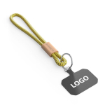 Cordão curto para telemóvel com detalhe de bambu personalização total cor amarelo