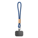 Cordão curto para telemóvel com detalhe de bambu personalização total cor azul elétrico sétima vista