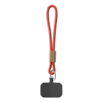Cordão curto para telemóvel com detalhe de bambu personalização total cor vermelho-escuro sétima vista