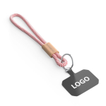 Cordão curto para telemóvel com detalhe de bambu personalização total cor grená