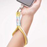 Cordão duplo para telemóvel placa personalizável personalização total cor amarelo