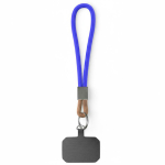 Cordão curto para telemóvel placa e anel metálico personalização total cor azul sétima vista