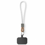 Cordão curto para telemóvel placa e anel metálico personalização total cor branco sétima vista