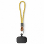 Cordão curto para telemóvel placa e anel metálico personalização total cor amarelo sétima vista