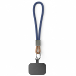 Cordão curto para telemóvel placa e anel metálico personalização total cor azul elétrico sétima vista