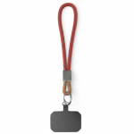 Cordão curto para telemóvel placa e anel metálico personalização total cor grená sétima vista