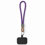 Cordão curto para telemóvel placa e anel metálico personalização total cor roxo sétima vista