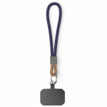 Cordão curto para telemóvel placa e anel metálico personalização total cor azul ultramarino sétima vista
