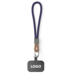 Cordão curto para telemóvel placa e anel metálico personalização total cor azul ultramarino