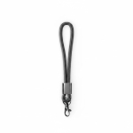 Lanyard de pulso de nylon com peça metálica personalização total cor preto sétima vista