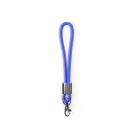 Lanyard de pulso de nylon com peça metálica personalização total cor azul sétima vista