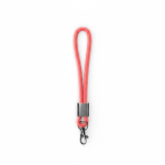 Lanyard de pulso de nylon com peça metálica personalização total cor vermelho sétima vista