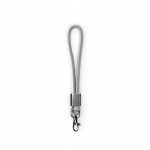 Lanyard de pulso de nylon com peça metálica personalização total cor cinzento sétima vista