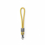 Lanyard de pulso de nylon com peça metálica personalização total cor amarelo sétima vista
