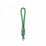 Lanyard de pulso de nylon com peça metálica personalização total cor verde sétima vista