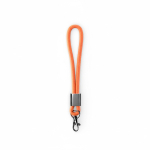 Lanyard de pulso de nylon com peça metálica personalização total cor cor-de-laranja sétima vista