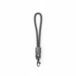 Lanyard de pulso de nylon com peça metálica personalização total cor cinzento-escuro sétima vista