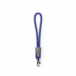 Lanyard de pulso de nylon com peça metálica personalização total cor azul elétrico sétima vista